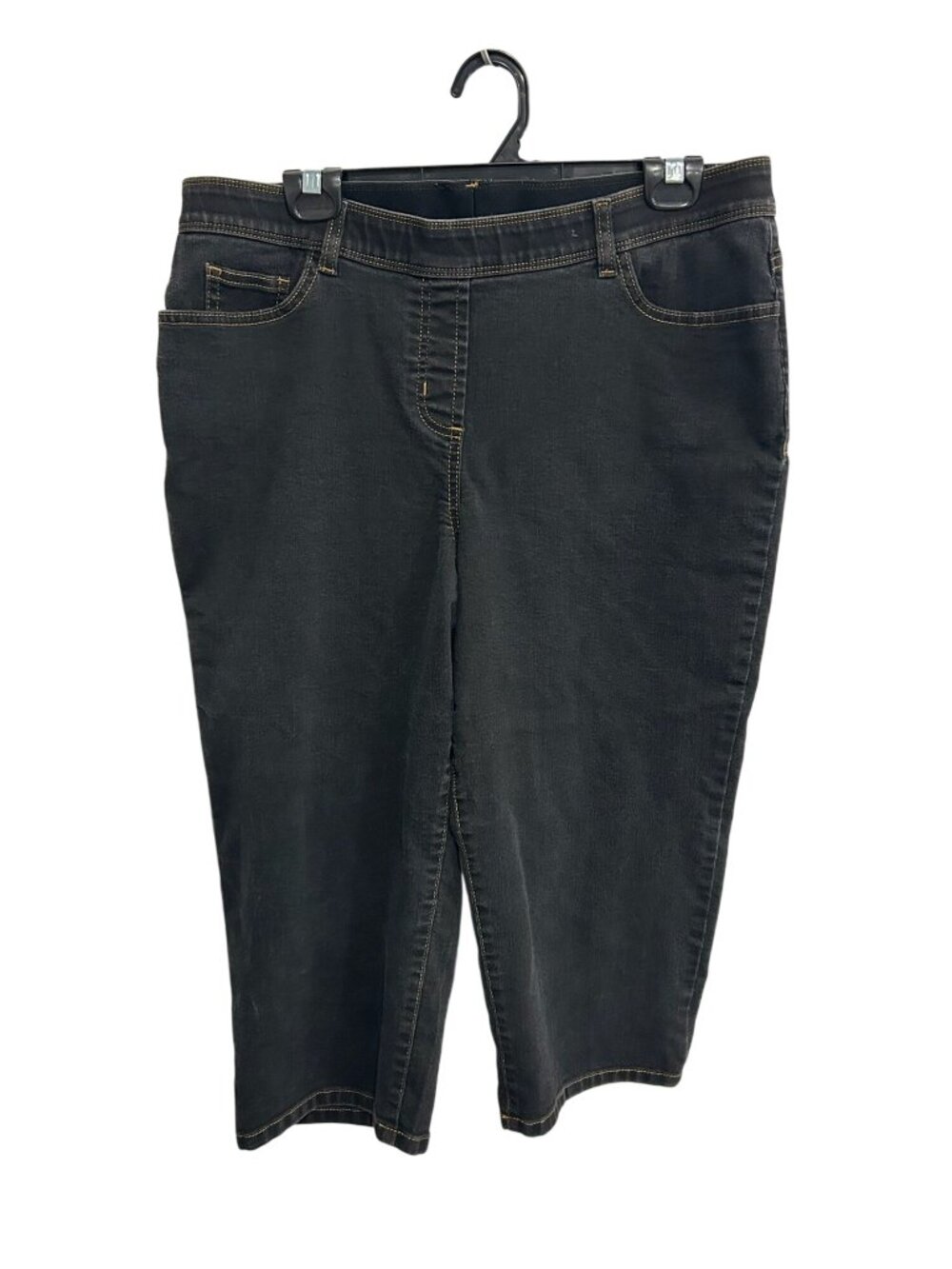 Alia 16 Black Denim Capri Pants Mid Rise Cotton Blend Minimalist Neutral